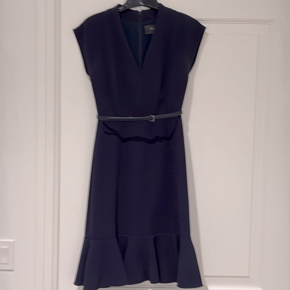Max Mara Capoed Sleeve Navy Cady Dress, 2.
